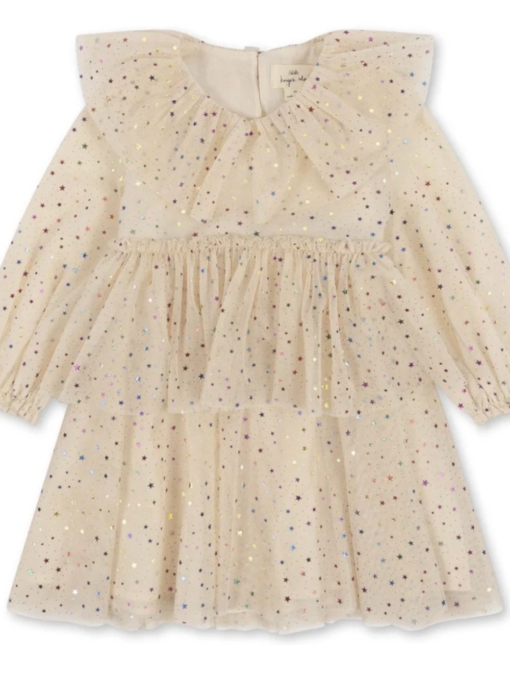Konges Slojd Kids Sparkle Star Dress in Cream + Red star